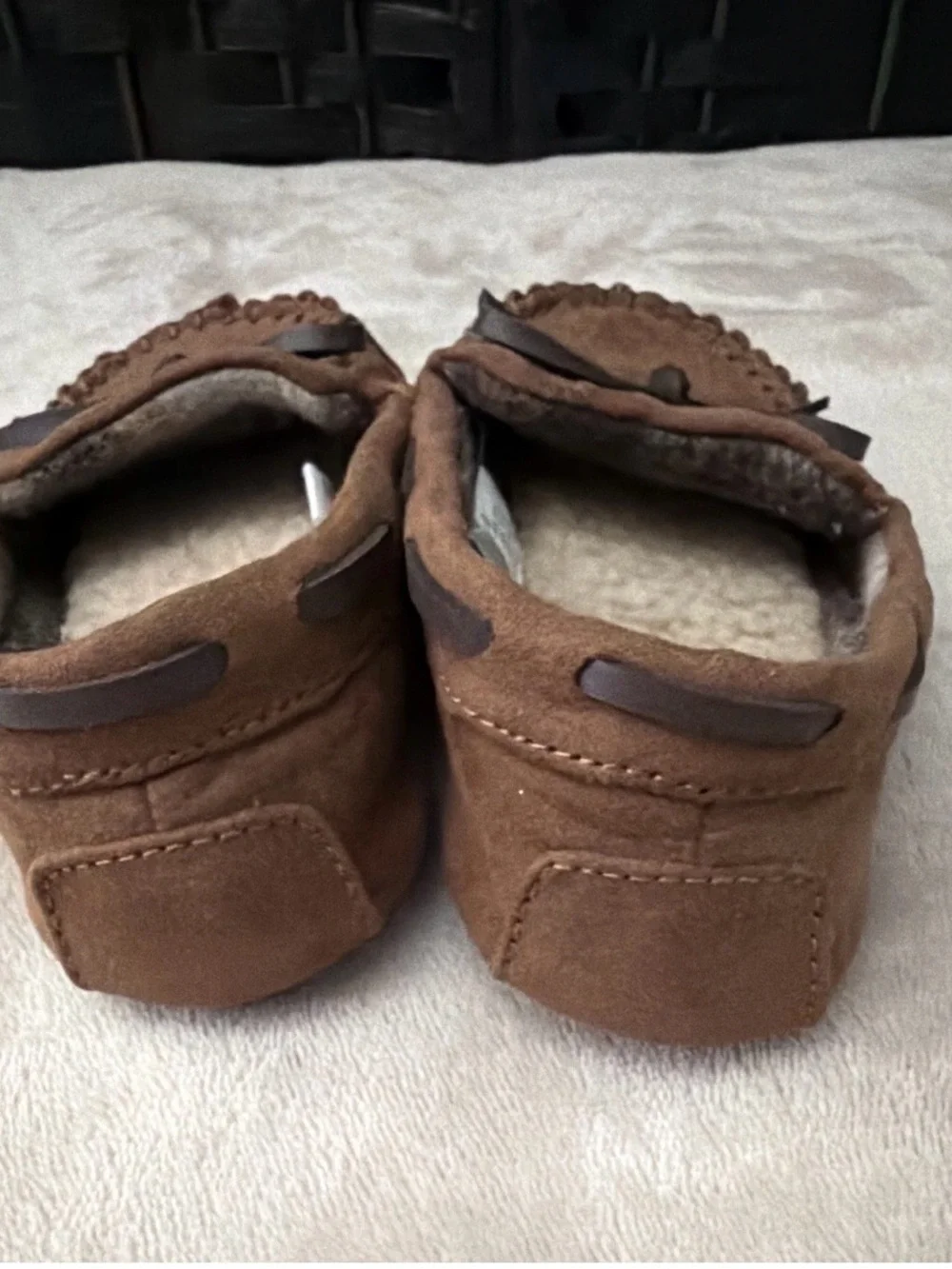 Target Kids Brown Suede Moccasin Slippers with Bow